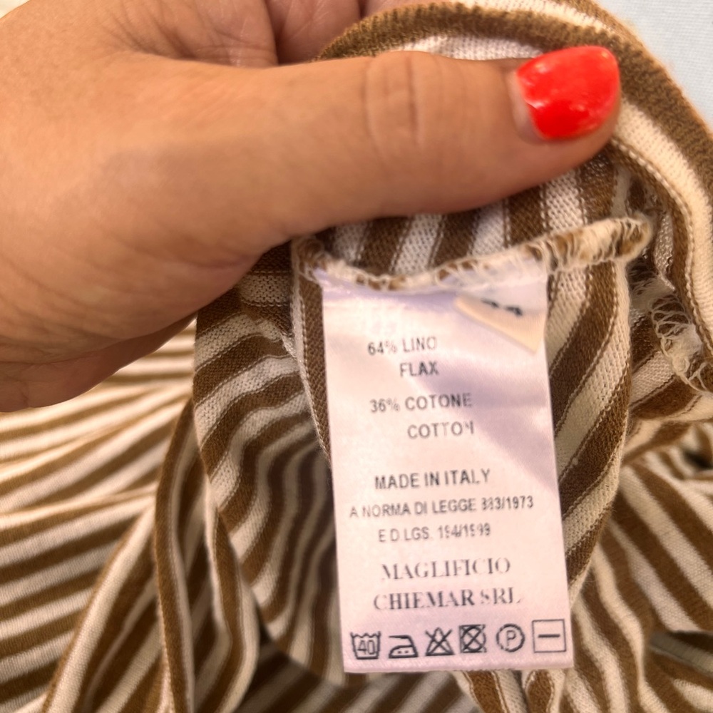 Base Milano Linen Cotton Striped Sweater Top 44 - Picture 2 of 5